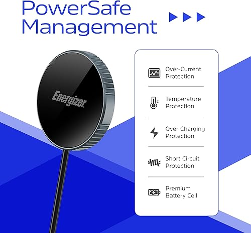 Miniatura 5 de Energizer Cargador inalámbrico magnético de 15 W con certificación Qi2, almohadilla de carga rápida compatible con MagSafe para iPhone 15141312,
