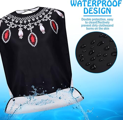 Miniatura 4 de Janmercy 6 baberos para adultos, lavables, impermeables, para adultos, protectores de ropa para comer con atrapa migas, reutilizables, personas