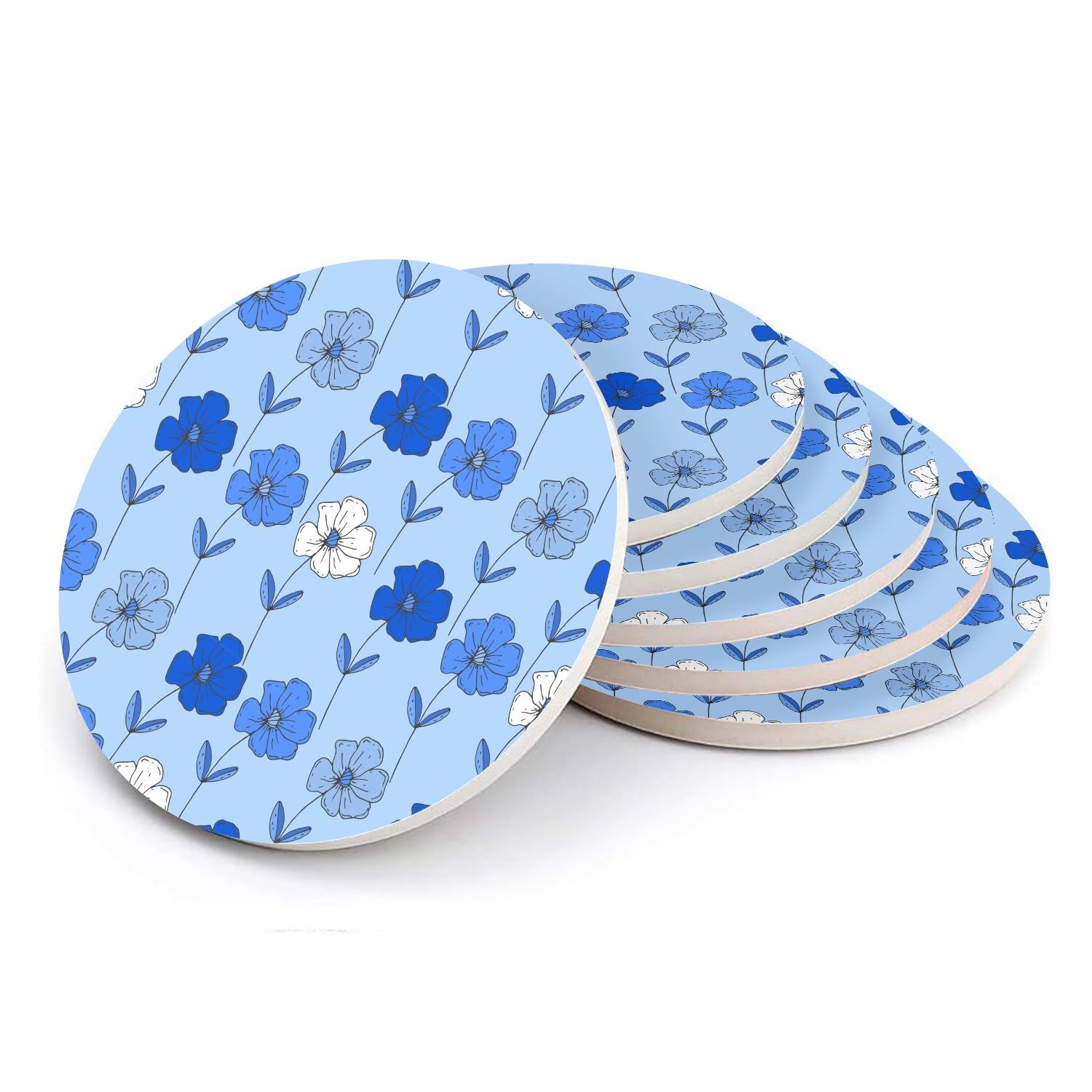 Sous-verre de table en céramique au motif fleurs sauvages pour apéritif réussi