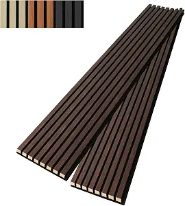 Art3d Wood Slat Wall Panel, Walnut, 108'' x 13'', 2 Pack