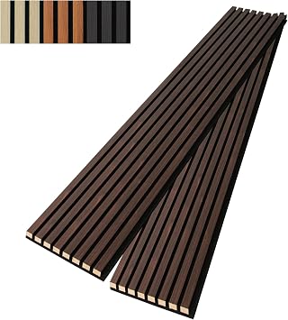 Art3dwallpanels Wood Slat Wall Panel, Walnut, 108'' x 13'', 2 Pack | 3D Soundproof, Large Acoustic Panels, Interior Ceiling and Wall Decor, Noise Reduction