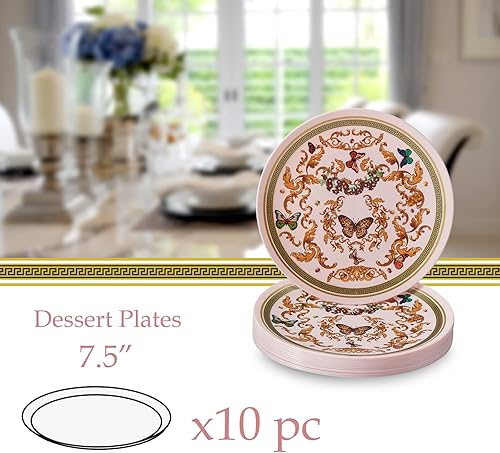 Miniatura 5 de Silver Spoons Juego de platos de postre de plástico de jardín de mariposas para fiestas, juego de vajilla desechable de 7.5 pulgadas, platos de