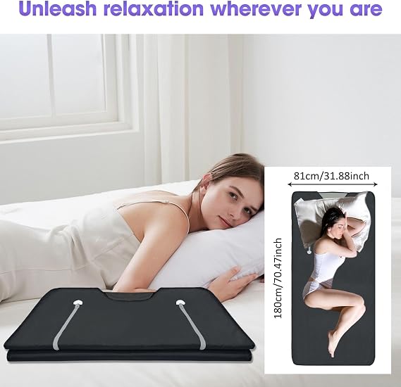 Sauna Blanket, Portable Sauna for Home, 5.9 Ft X 2.6 Ft Portable Design for Relaxation and Detoxification Highest 176F, 20-60 Minutes Timer,Purple