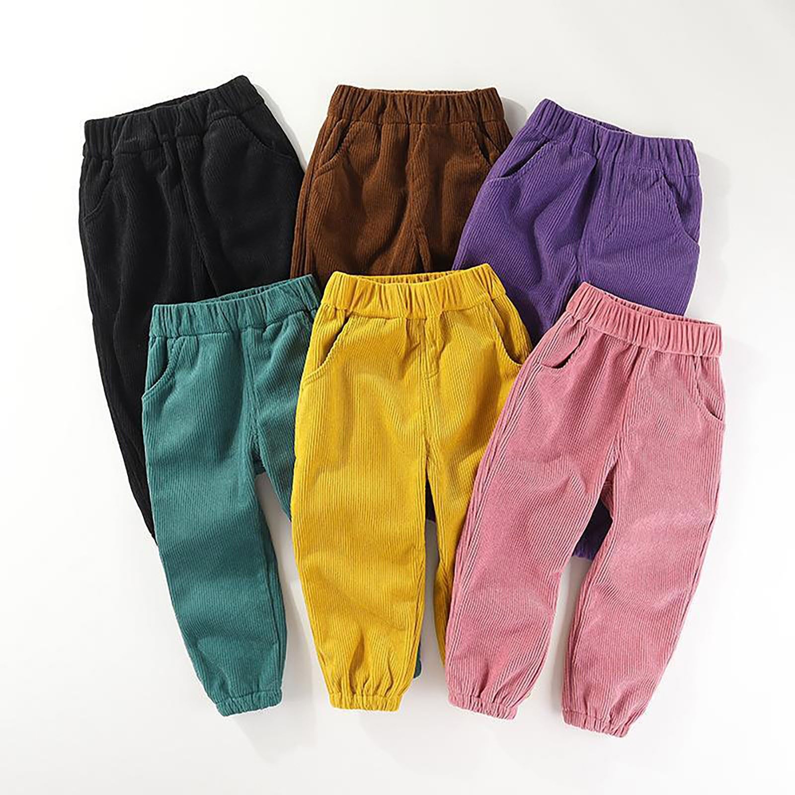 Unisex Kids Solid Corduroy Sweatpants Elastic Waist Fall Winter Pants Toddler Boys Girls Active (Purple, 9-10 Years)