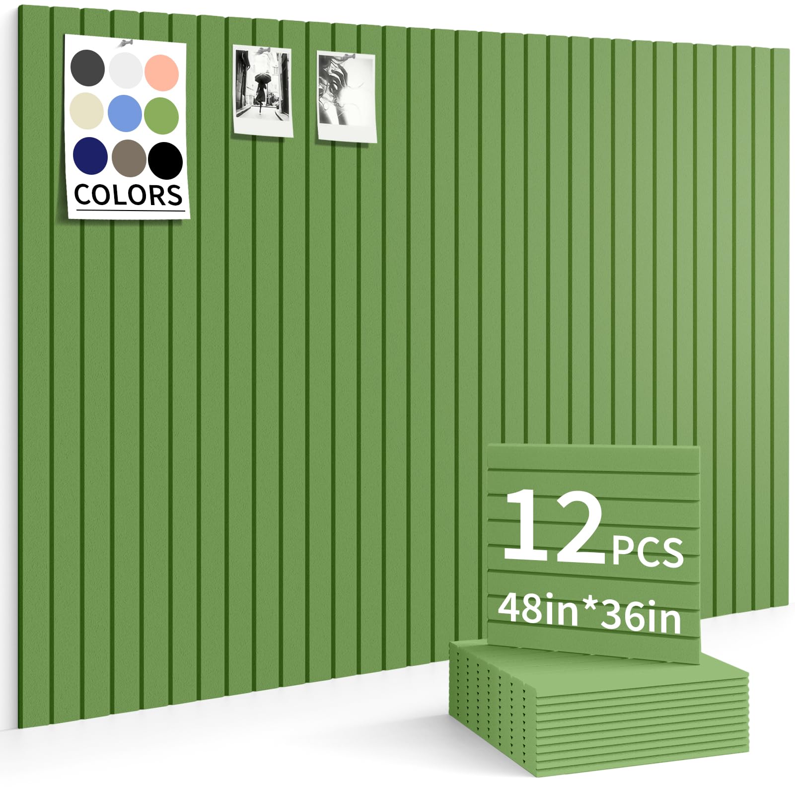 48" x 36" Cork Board Alternative, 12 Pack Felt Bulletin Board Tiles with 30 Adhesive Tabs Wall Push Pin Board for Office Classroom Bedroom Decor