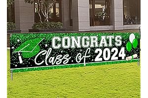 Large Class of 2024 Banner Green Congrats Grad Banner Backdrop