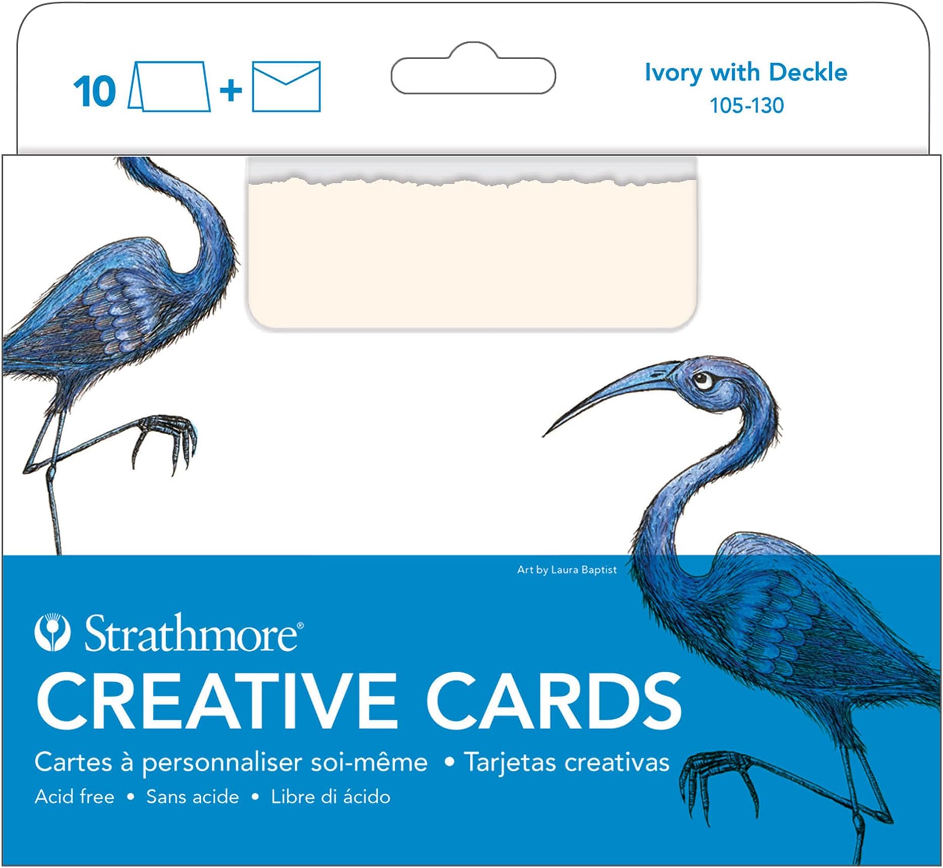 Strathmore Creative Cards, Ivory with Deckle Edge, 5x6.875