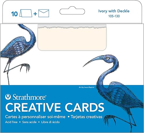 Miniatura 8 de Strathmore Tarjetas creativas, marfil con borde de cubierta, 5 x 6.875 pulgadas, paquete de 6, sobres incluidos, tarjetas de felicitación
