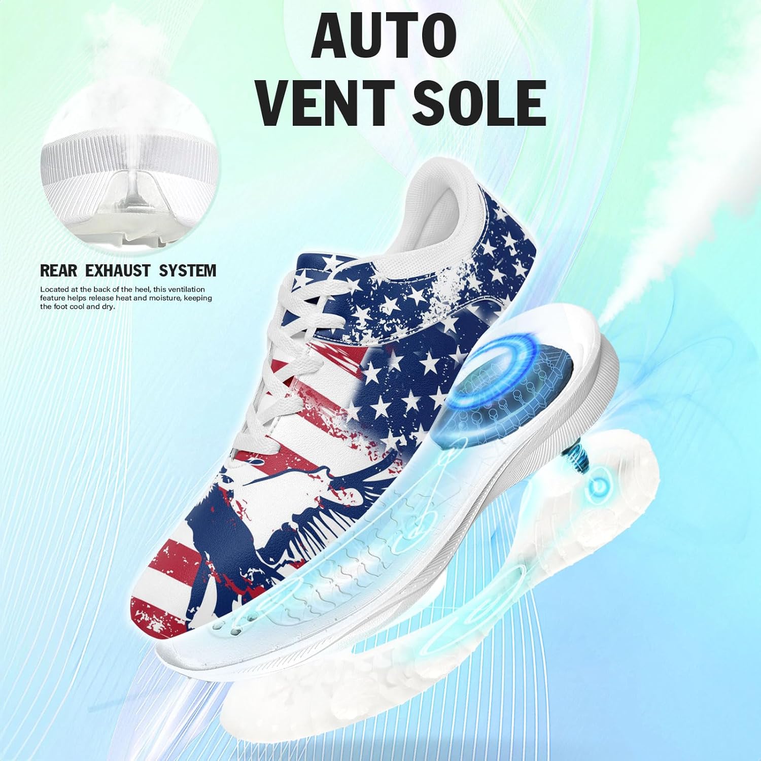 Patriotic Spikeless Golf Shoes for Men, Women's Breathable Golf Sneakers with American Flag Designs Sports Walking Footwear