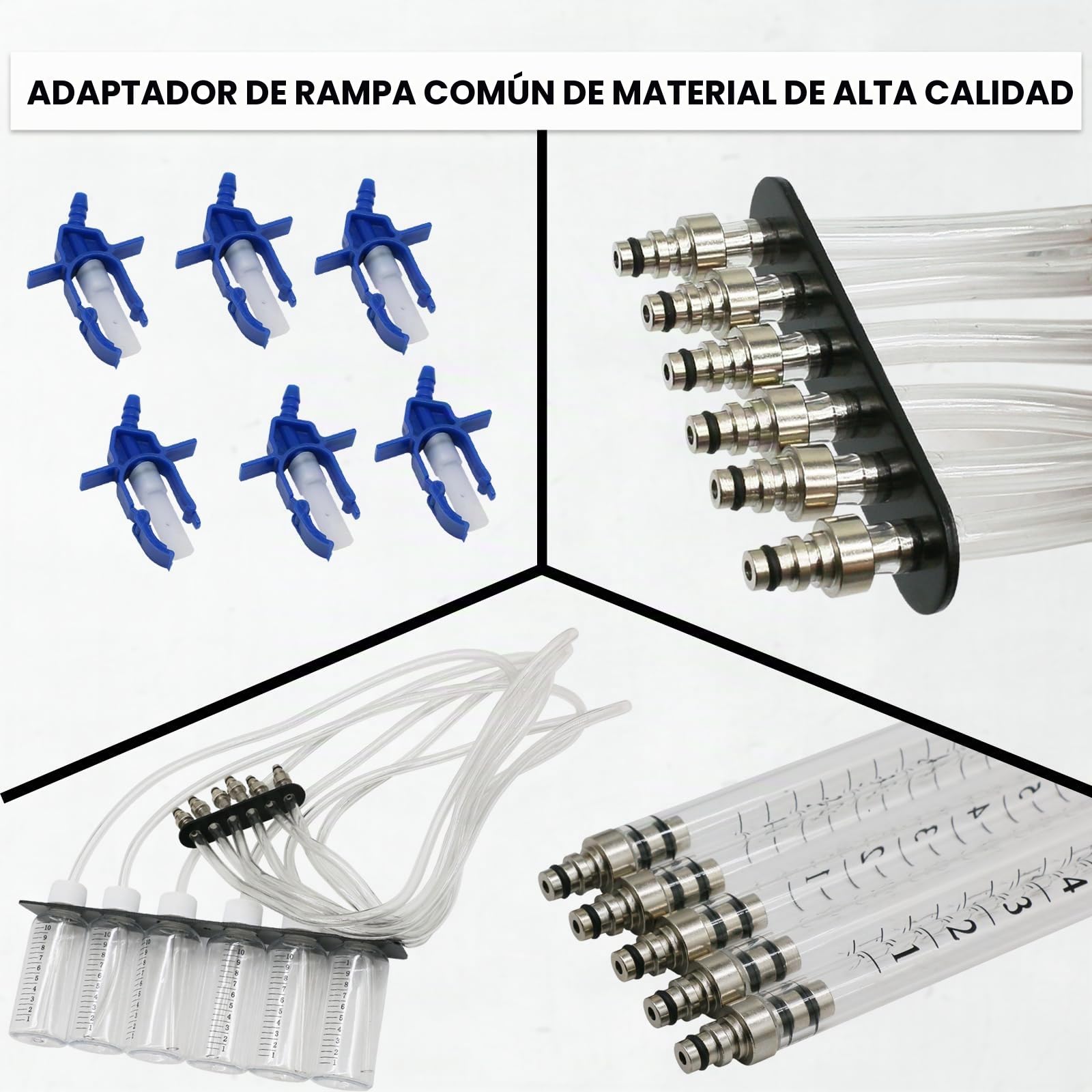 Kit de prueba de fugas diésel, probador de fugas de riel común, probador de fugas de 6 cilindros, medidor de flujo de inyector diésel, kit de prueba de riel de inyección de motor con 24