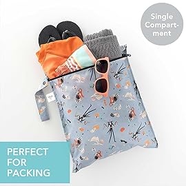 Bumkins Disney Waterproof Wet Bag for Baby, Travel, Swim Suit, Cloth Diapers, Pump Parts, Pool, Beach, Gym Clothes, Toiletry, Hook to Stroller, Daycare, Zip Reusable Wetdry, Nightmare Before Christmas