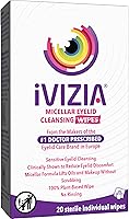Vista 1 de iVIZIA Toallitas limpiadoras de párpados para limpieza de párpados sensibles, sin conservantes, micelar, sin enjuague, removedor de maquillaje suave