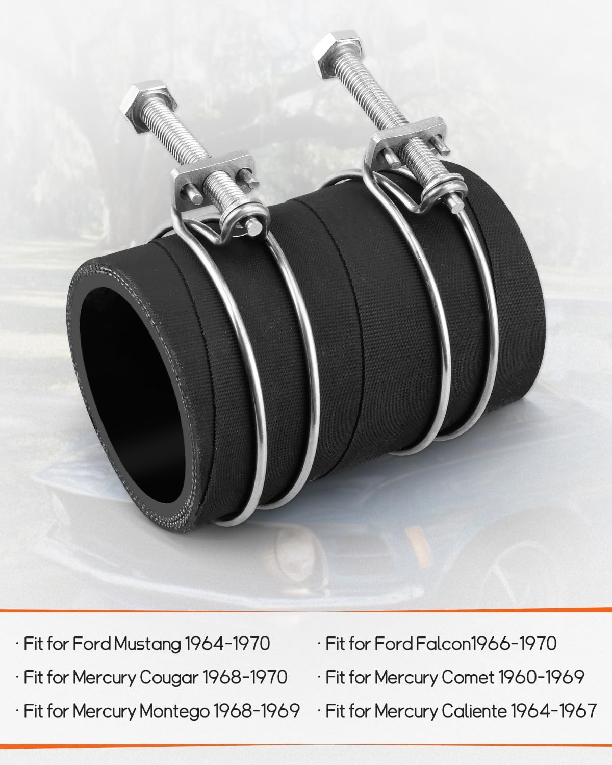 Gas Fuel Tank Filler Hose Install Kit Fit for Ford Mustang/Falcon, Fit for Mercury Cougar/Comet/Montego/Caliente, 2 1/4" ID x 4" Wrapped Style