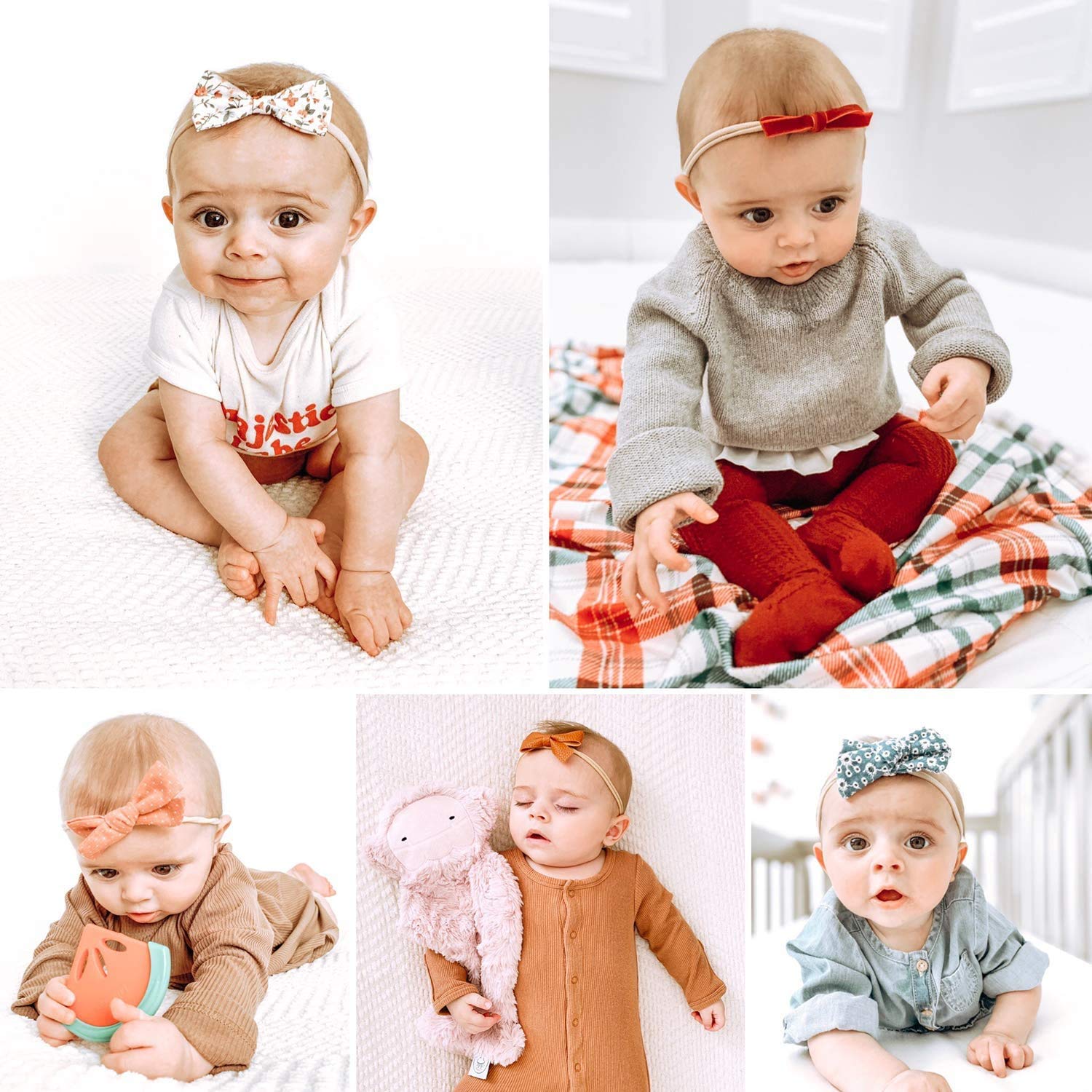 10 Baby Stirnbänder Set - Nylon Haarbänder Mit Schleifen Für Mädchen