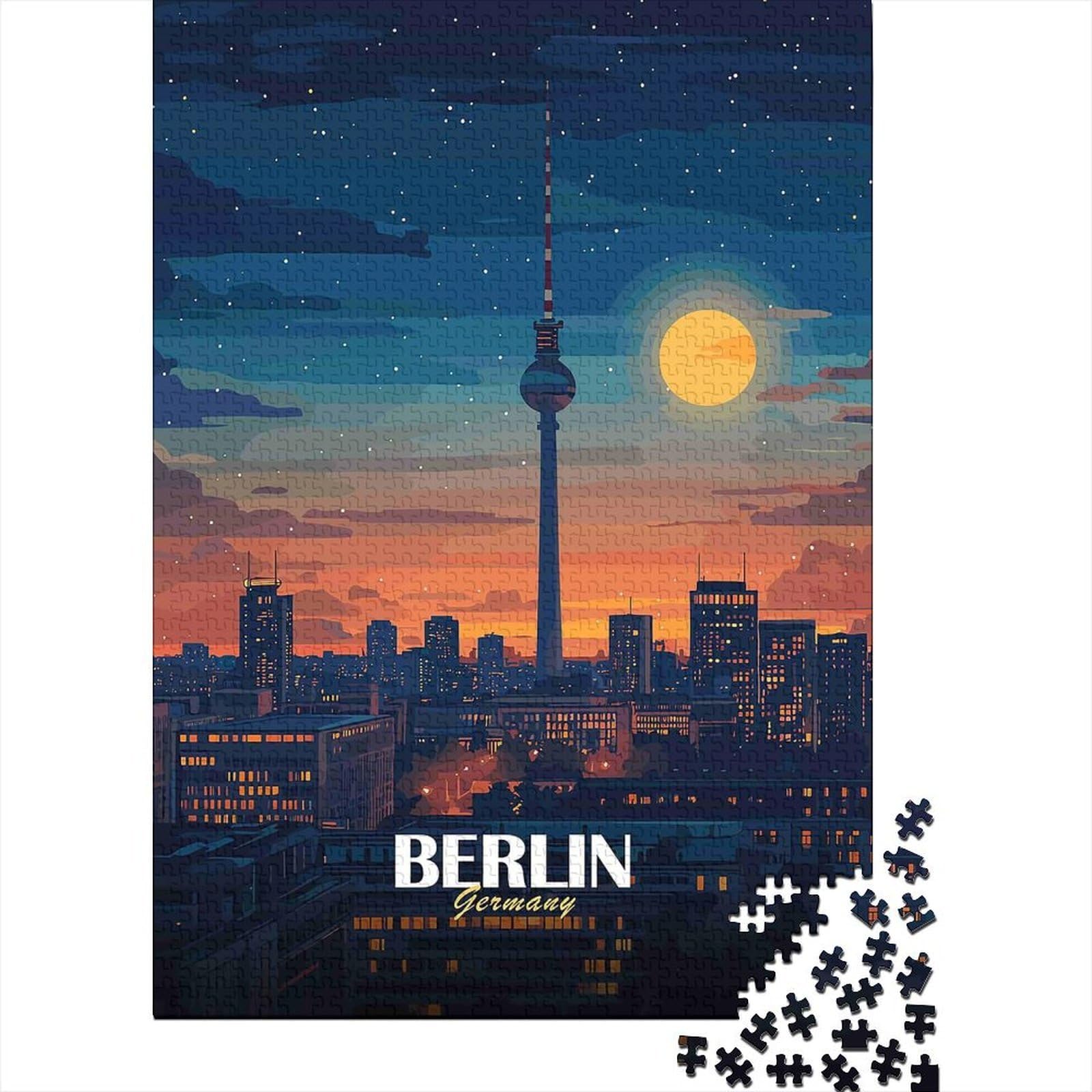 3D Printed Berlin Night Skyline Fitted Sheet Microfiber Soft Mattress Cover City Sunset Bed Decor 90x200x25cm