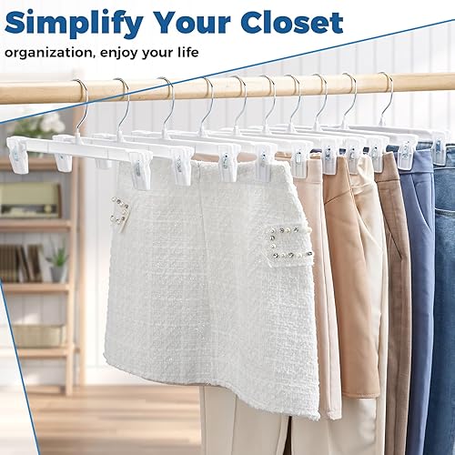 Miniatura 3 de Perchas para falda Smartor Perchero para pantalones con clips Disponible en paquetes de 10, 30, 60 Ahorro de espacio Duraderas Clips