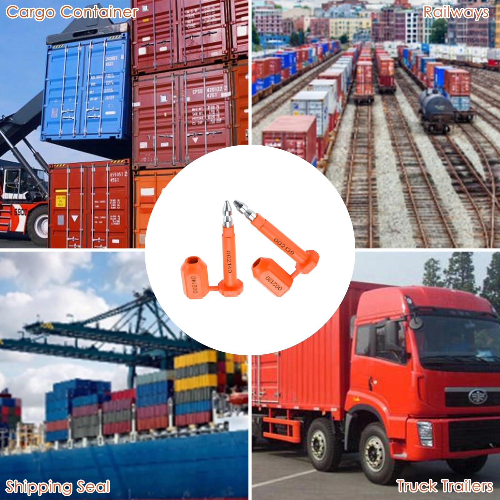 YaeMarine Lot de 50 joints d'expédition avec impression - Numérotation progressive pour conteneurs de chargement et remorques de camion - Orange - Lot de 50 / 100