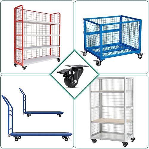 Miniatura 7 de Ruedas giratorias de 2 pulgadas, ruedas resistentes sin ruido, sin marcas, con cerradura de 360 grados para muebles, carros, gabinetes, bancos,