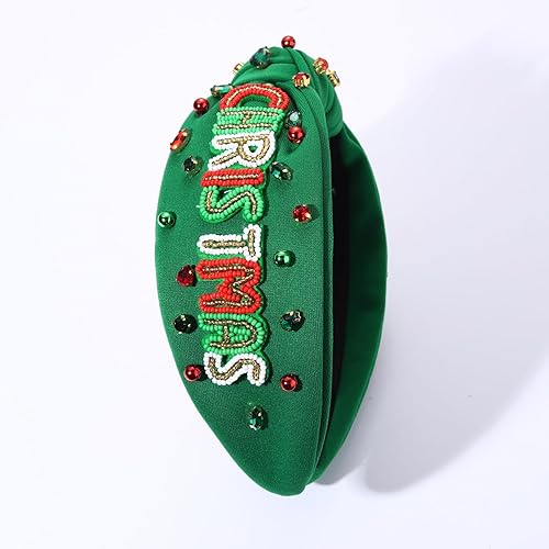 Vista 220 de Diadema de Navidad para mujer, accesorios de Navidad con cuentas, arco de Navidad, copo de nieve, diadema anudada HOHOHO, rojo y verde, perla