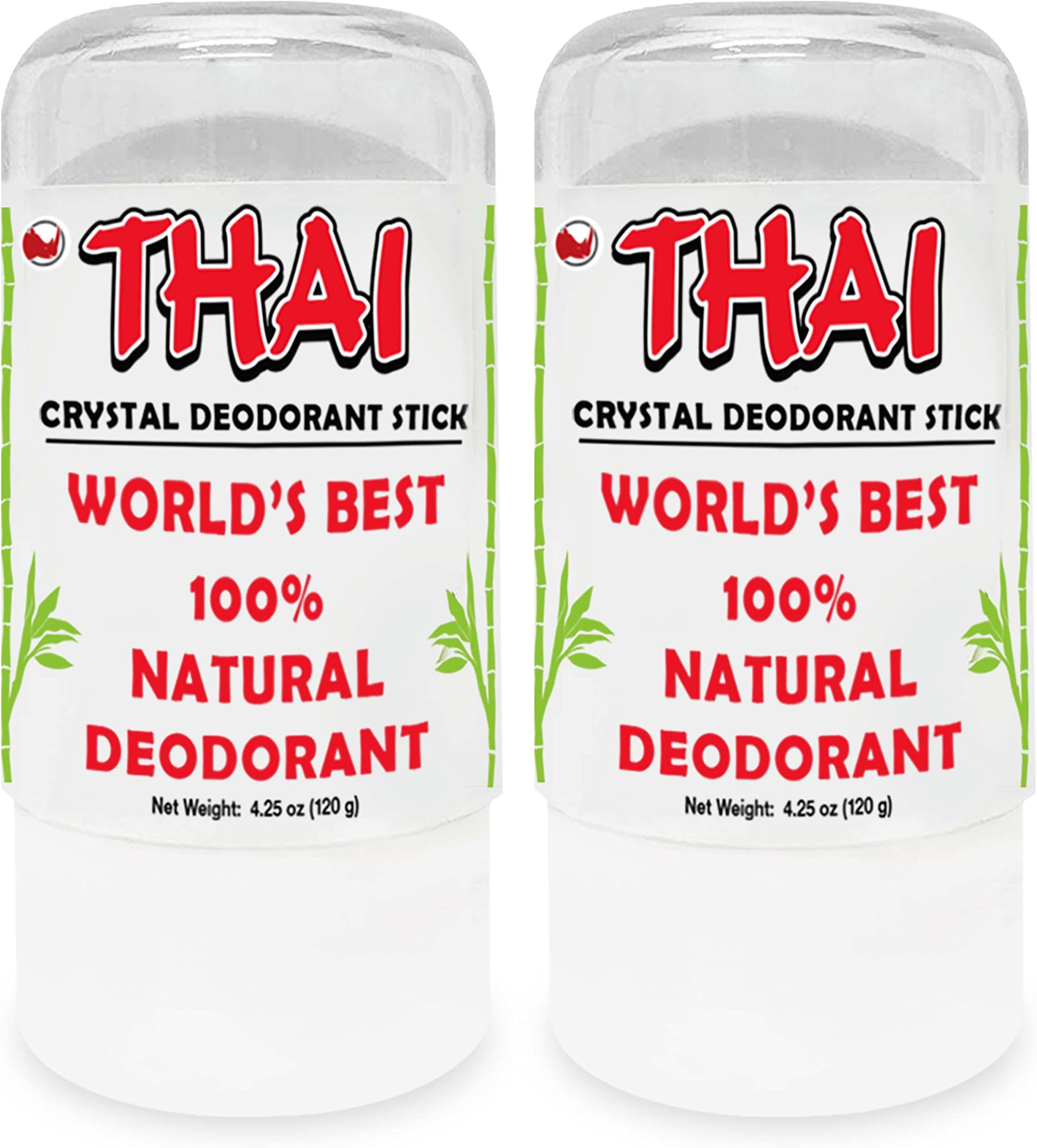 2-PACK Thai Deodorant Stones - Clinically Tested - Crafted in USA - Dermatologist Approved Natural Crystal Salt Odor Protection for Men, Women & Teens