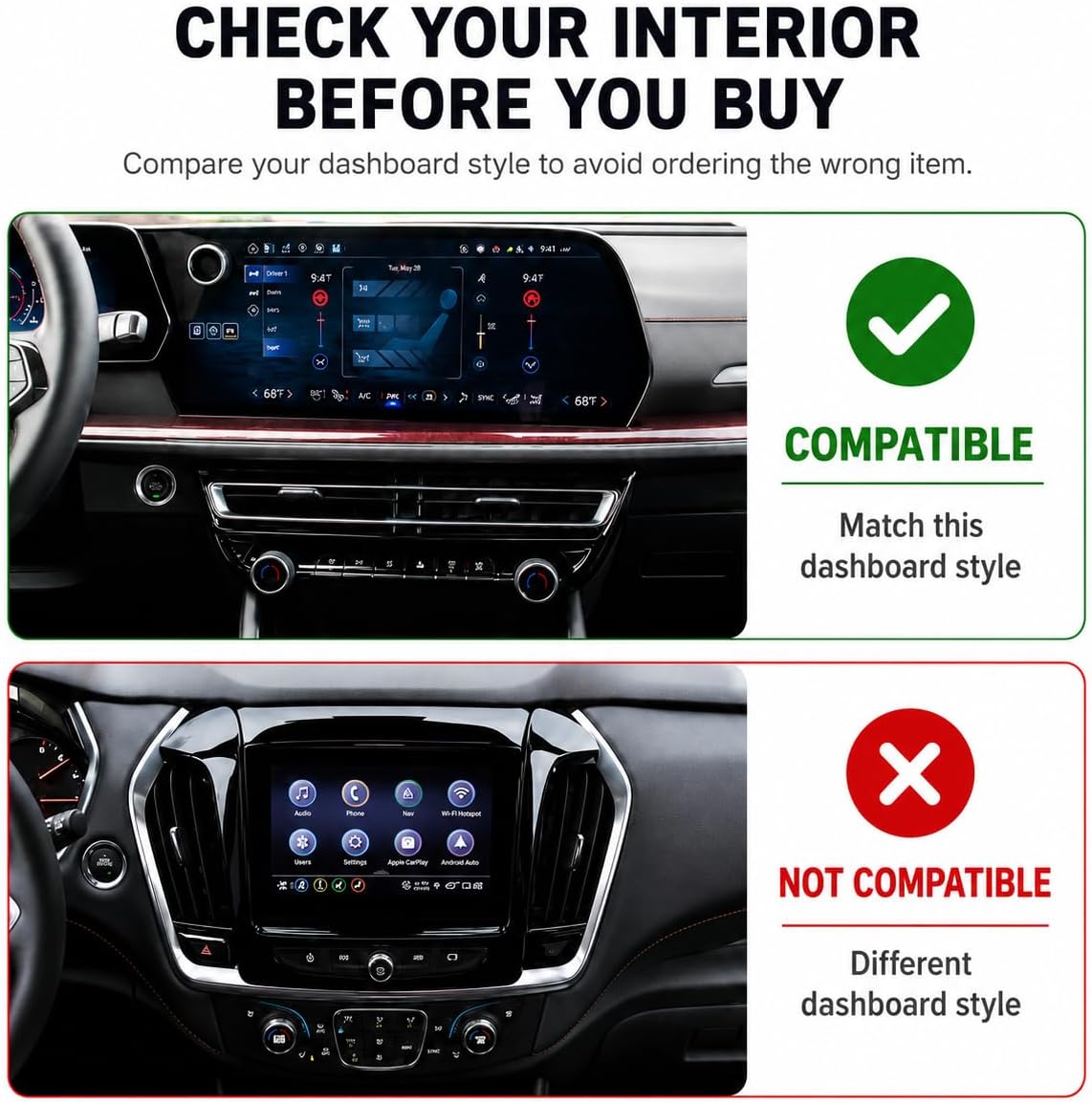 2024-2026 Chevy Traverse Accessories, 7PCS Aluminum Alloy Knob Cover Trim Set, Interior Control Knob Rings with Enhanced Grip (Red)