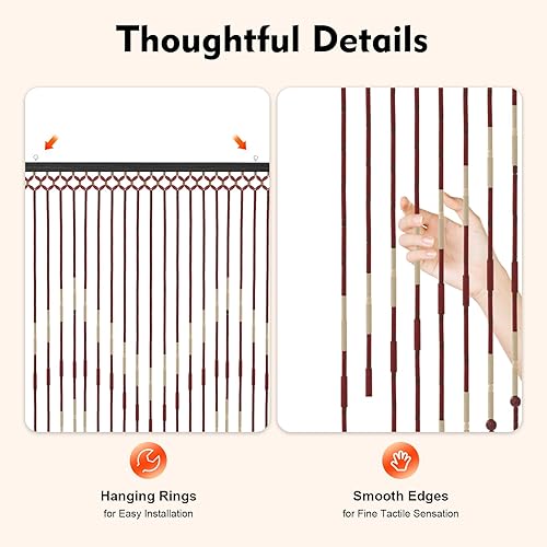 Miniatura 7 de Cortina de madera con cuentas de bambú de 35.4 x 68.9 in, 27 líneas, puerta mosquitera, porche, dormitorio, sala de estar, cortina de madera para