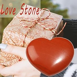 MAIBAOTA 45 mm Red Jasper Crystal Stones Heart Love Crystal Valentines Gifts for Herfriend Wife Palm Stone Reiki Crystal Gemstone Worry Stones for Anxiety