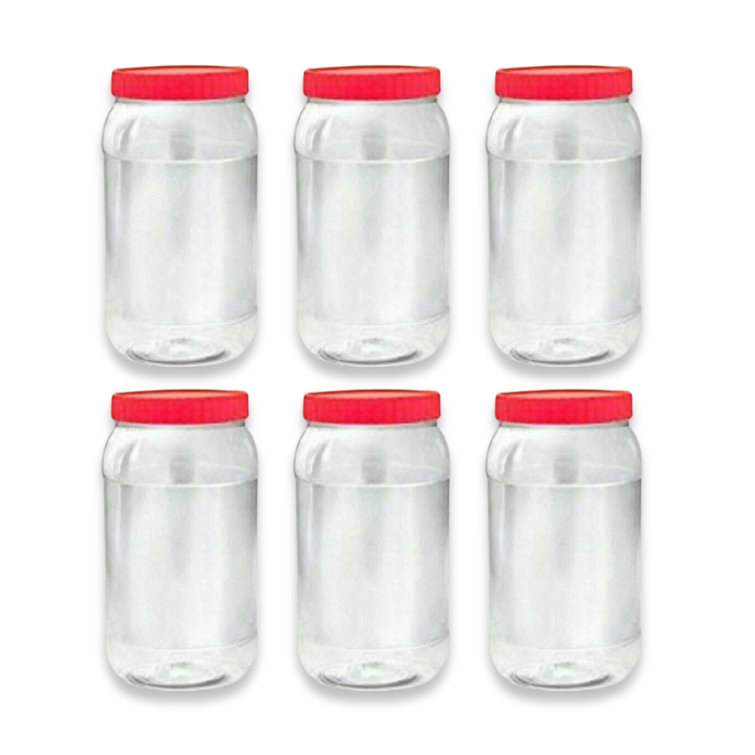 QUANTA Plastic Jars with Lids – Clear Storage Containers – Airtight, Stackable, BPA-Free Container Jar for Spices, Sweets, Crafts, Dog Treats – Reusable & Durable (6, Clear/Transparent, 2000ml)