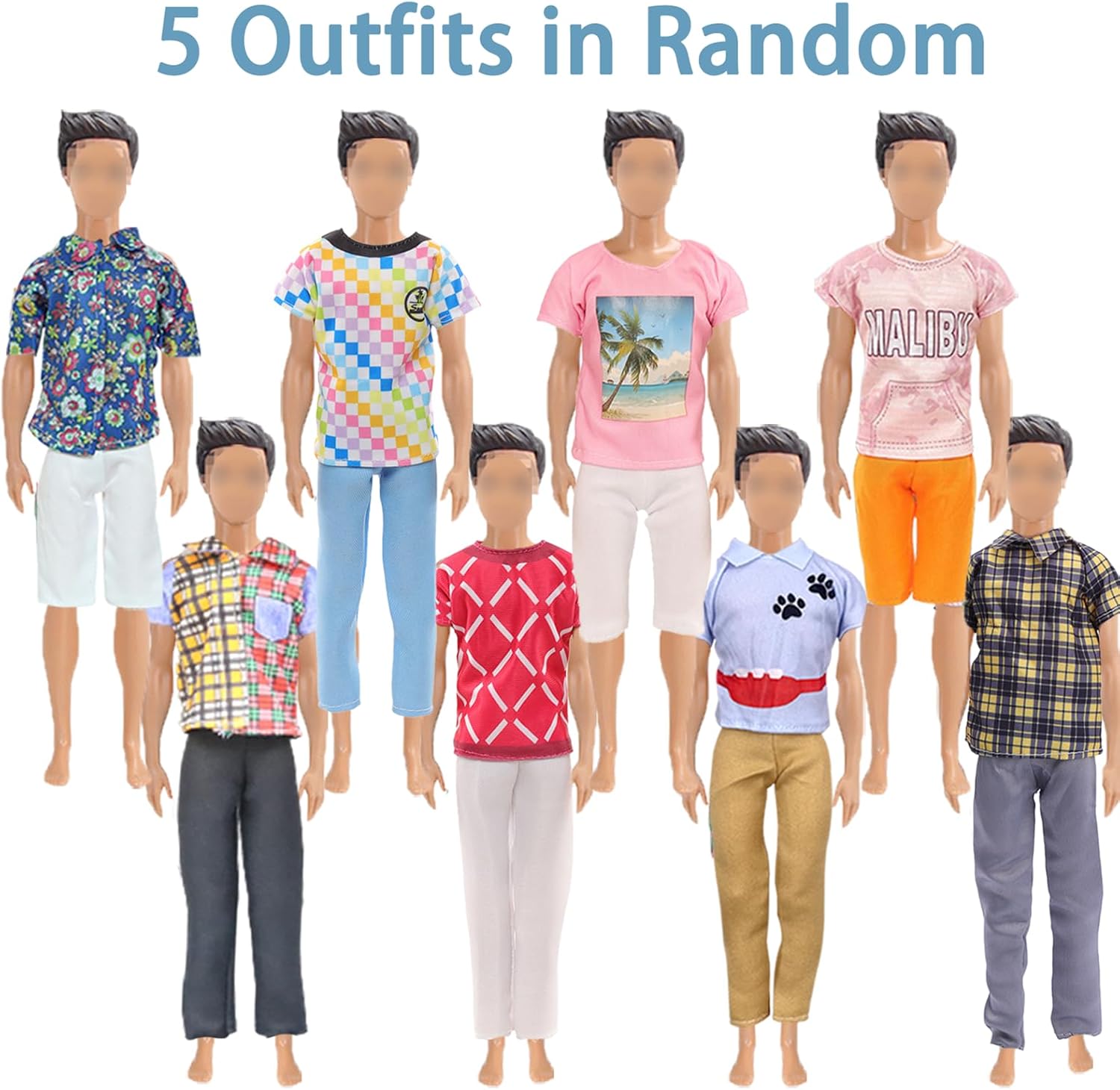 18 Pcs Clothes and Accessories 5 Boy Outfits for 12 inch Boy Doll and 5 Girls Outfits for 11.5 inch Girl Dolls , Christmas Present for Girl Kids in Random