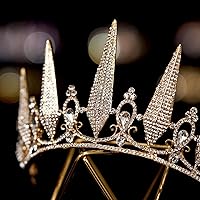 Vista 39 de SWEETV Tiaras y coronas para mujer, tiara de boda de cristal para novia, corona plateada de metal, accesorios de fiesta de disfraces