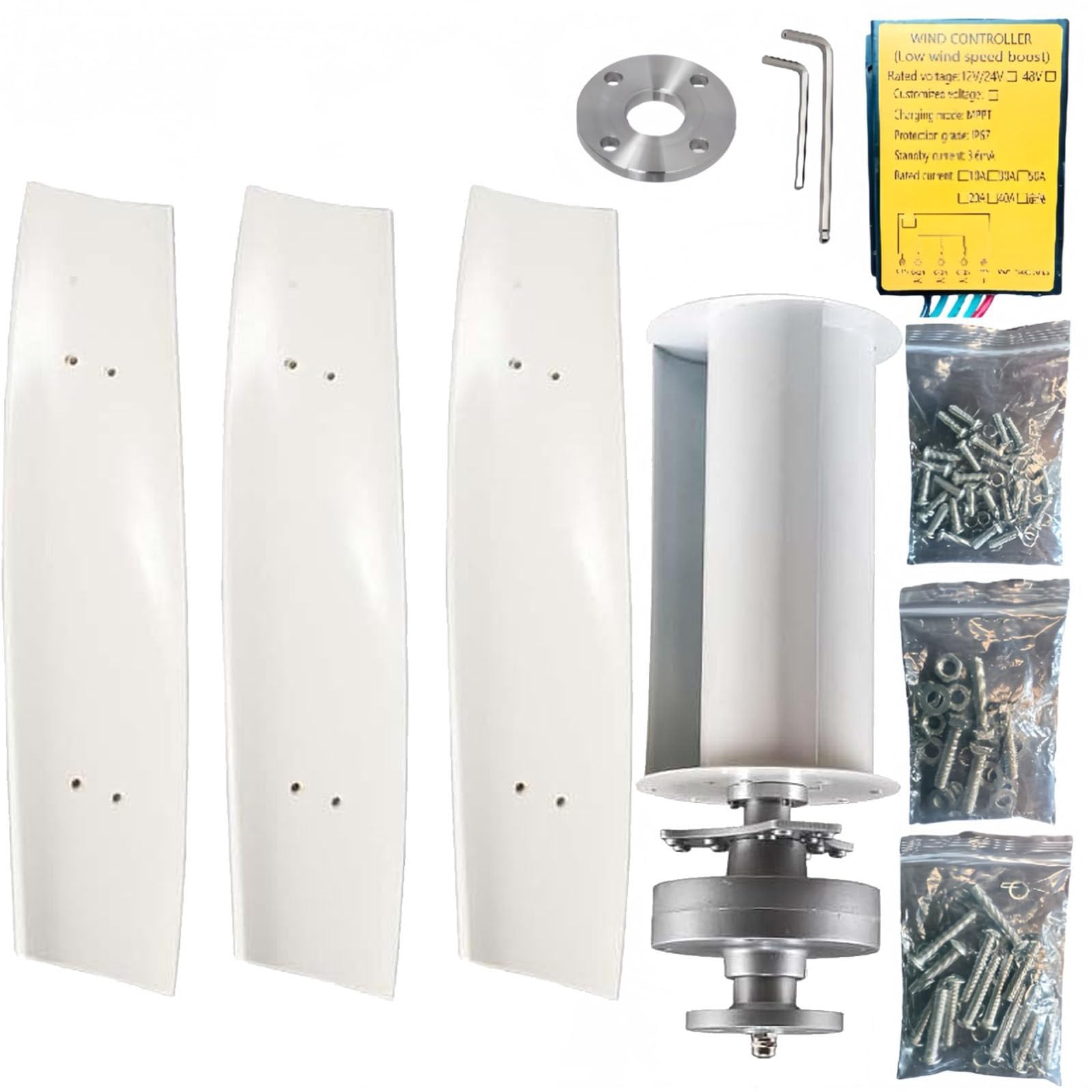 Generatore di turbina eolica verticale per casa, fattoria, marina, camper, con MPPT e basso rumore, 1500W 12V/24V
