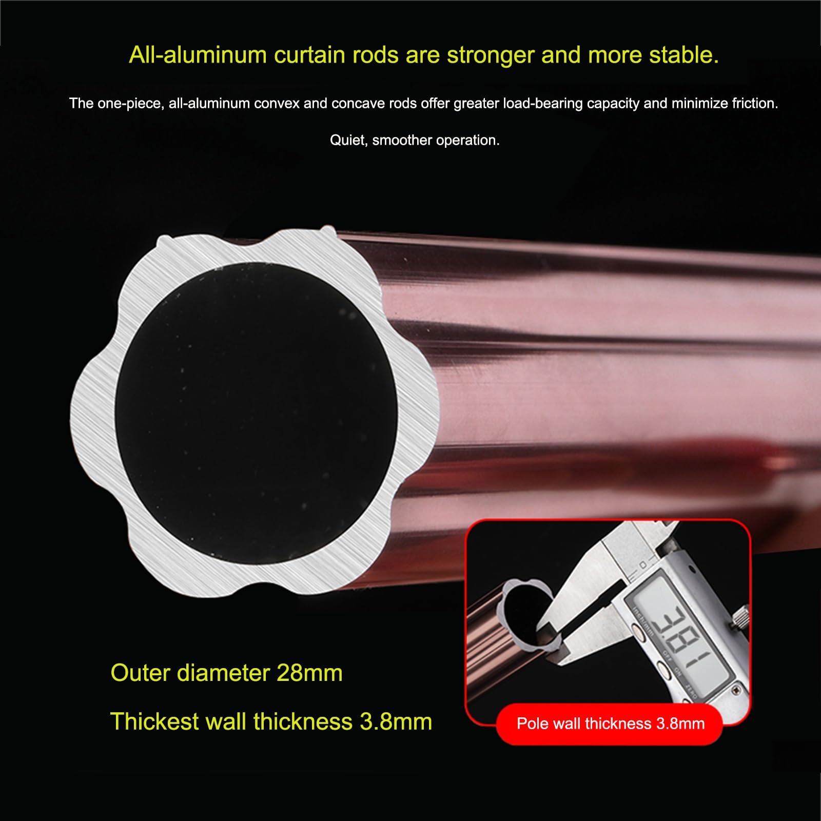 Tringle en métal de qualité supérieure pour 100 à 320 cm - Mât lourd de 28 mm de diamètre - Idéal pour la chambre à coucher - Montage facile sur le dessus et le côté (ensemble simple de 200 cm)