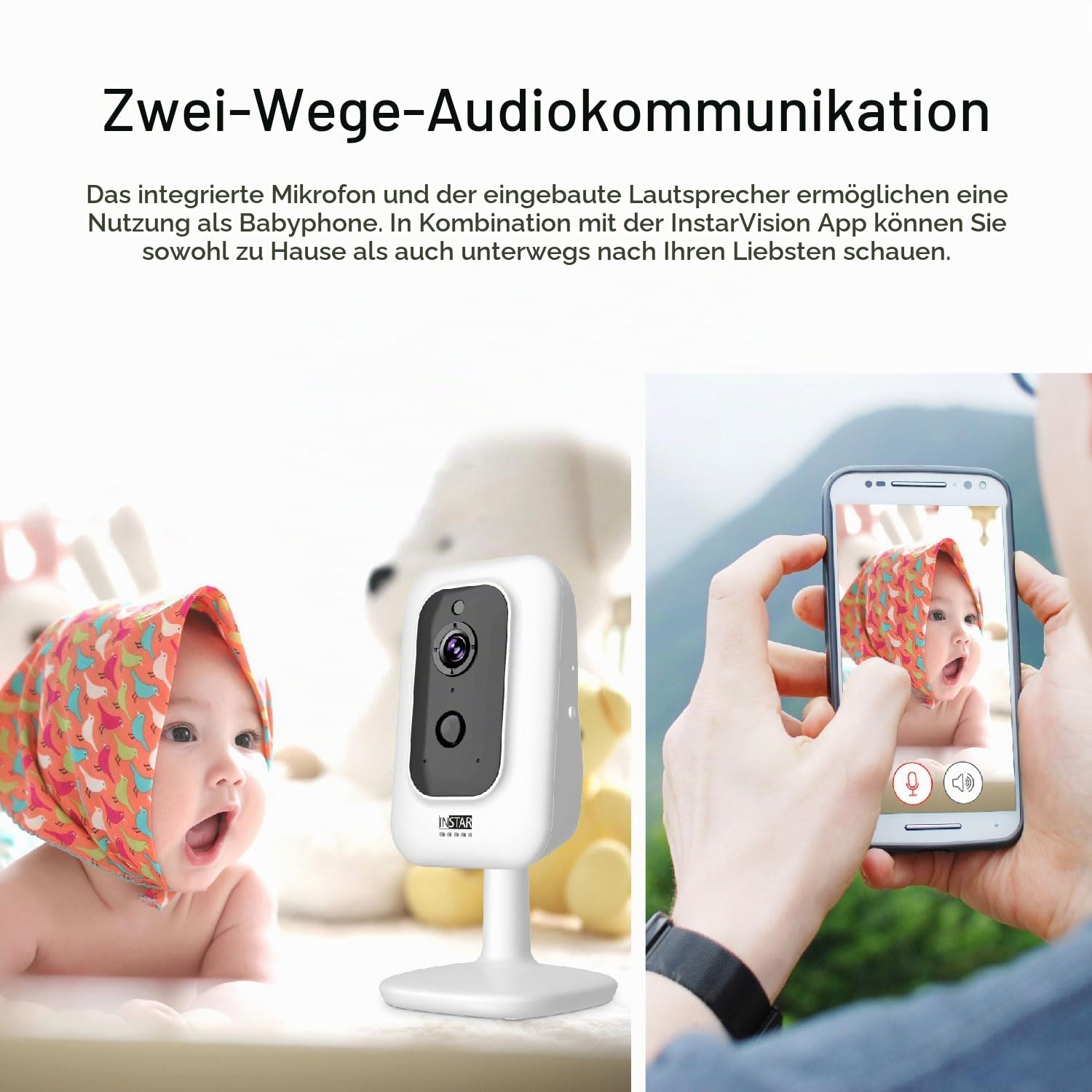 INSTAR IN-8401 2K+ Weiss - LAN/WLAN Überwachungskamera mit KI (AI) - IP Kamera - WPA3-2,4 und 5Ghz WiFi - 2-Wege Audio - PIR - Wärmesensor - Nachtsicht - 940nm unsichtbare LEDs - HomeKit - MQTT