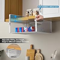 Vista 2 de 2Pack Under Shelf Basket Organizer,Adjustable Hanging Holder for Cabinet Pantry Kitchen Cupboard Desk Counter Bookshelf Organization Add-on Space