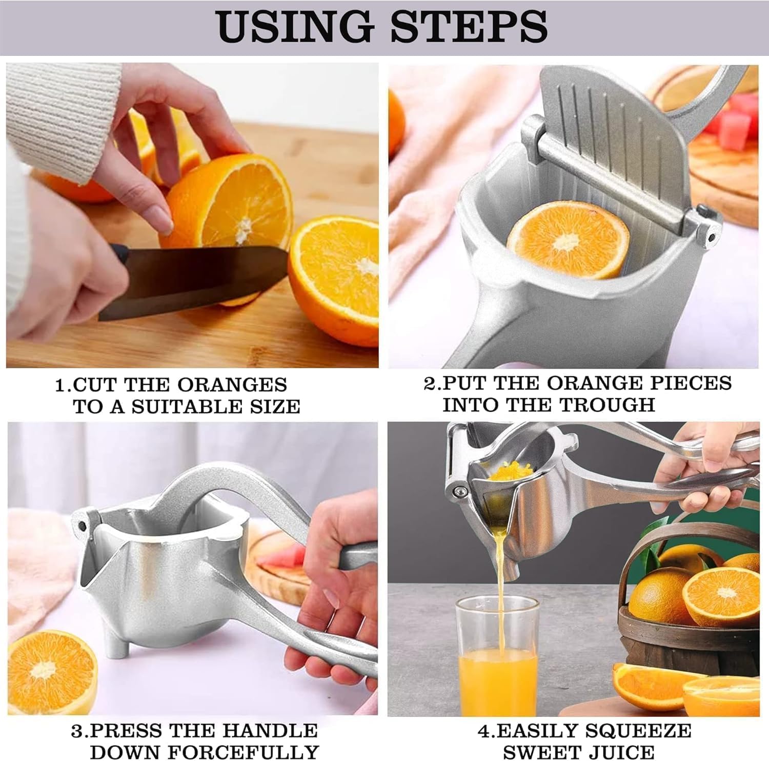 Manual Juicer, Heavy Duty Aluminum Alloy Squeezer for Lemons, Oranges, Set of 1