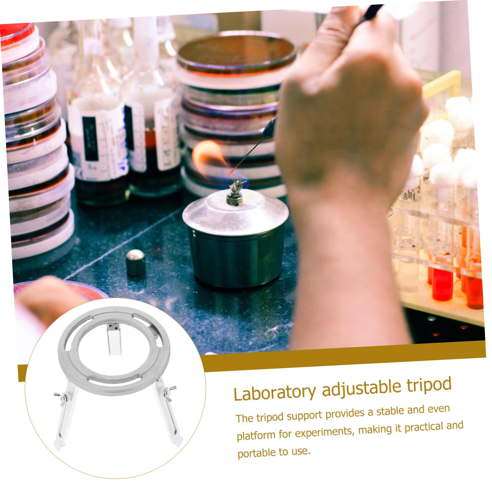 Gatuida Support de Trépied pour Laboratoire en Alliage D'aluminium et Acier Inoxydable, Plateforme Stable Portable, pour Enseignement de Chimie et Expériences
