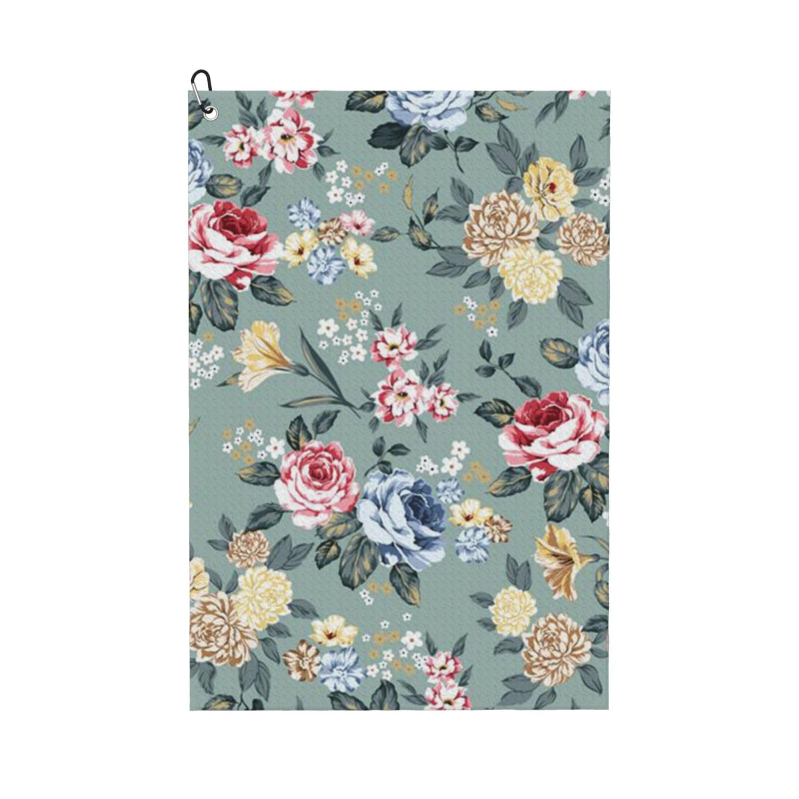 Hnnkloy Rose Flowers On Green Background, 16x24 in Portable Waffle Golf Towels with Carabiner Clip for Golf Bag