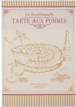Coucke French Cotton Jacquard Towel, Tarte Aux Pommes, 20-Inches by 30-Inches, Creme, 100% Cotton