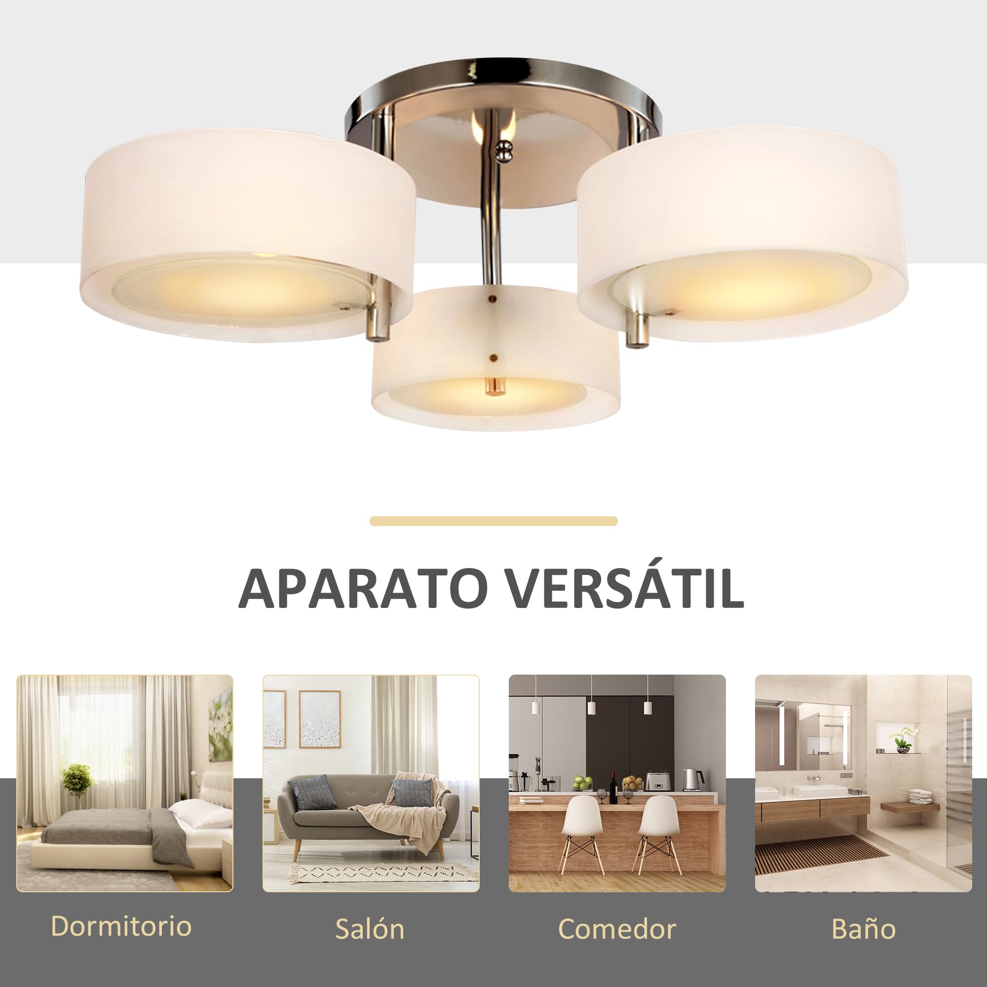 HOMCOM Lámpara de Techo Moderna Lámpara Colgante E27 Pantalla Blanco | Gota, Iluminación de Techo, Pantalla de Acrílico, para Salón Dormitorio Comedor Cocina
