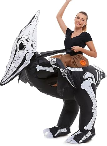 Inflatable Adult Skeleton Dinosaur Costume, Ride on Cosplay Men Women