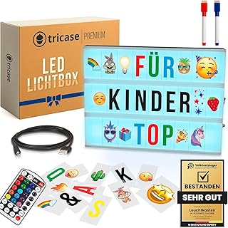 LED Light Box mit Buchstaben & Farbwechsel – Cinematic Leuchtkasten A4 mit 386 Zeichen & Emojis – Leuchttafel & Zimmer Deko – Ideale Geschenk für Mädchen & Teenager (8 10 12 Jahre)
