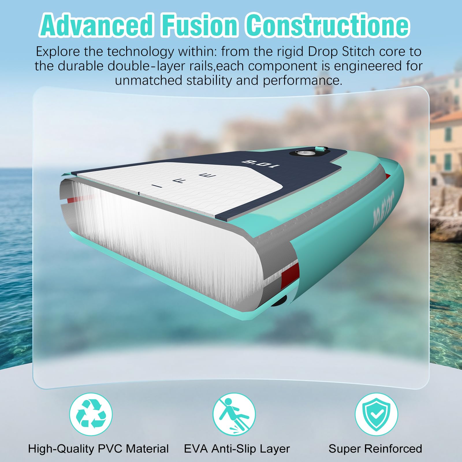 Tabla de Paddle Surf Hinchable para Adultos de 320 cm,Totalmente Equipada: Remo,Bomba de Aire, 3 Aletas,Excelente Estabilidad,Adecuada para Principiantes y Surfistas Avanzados