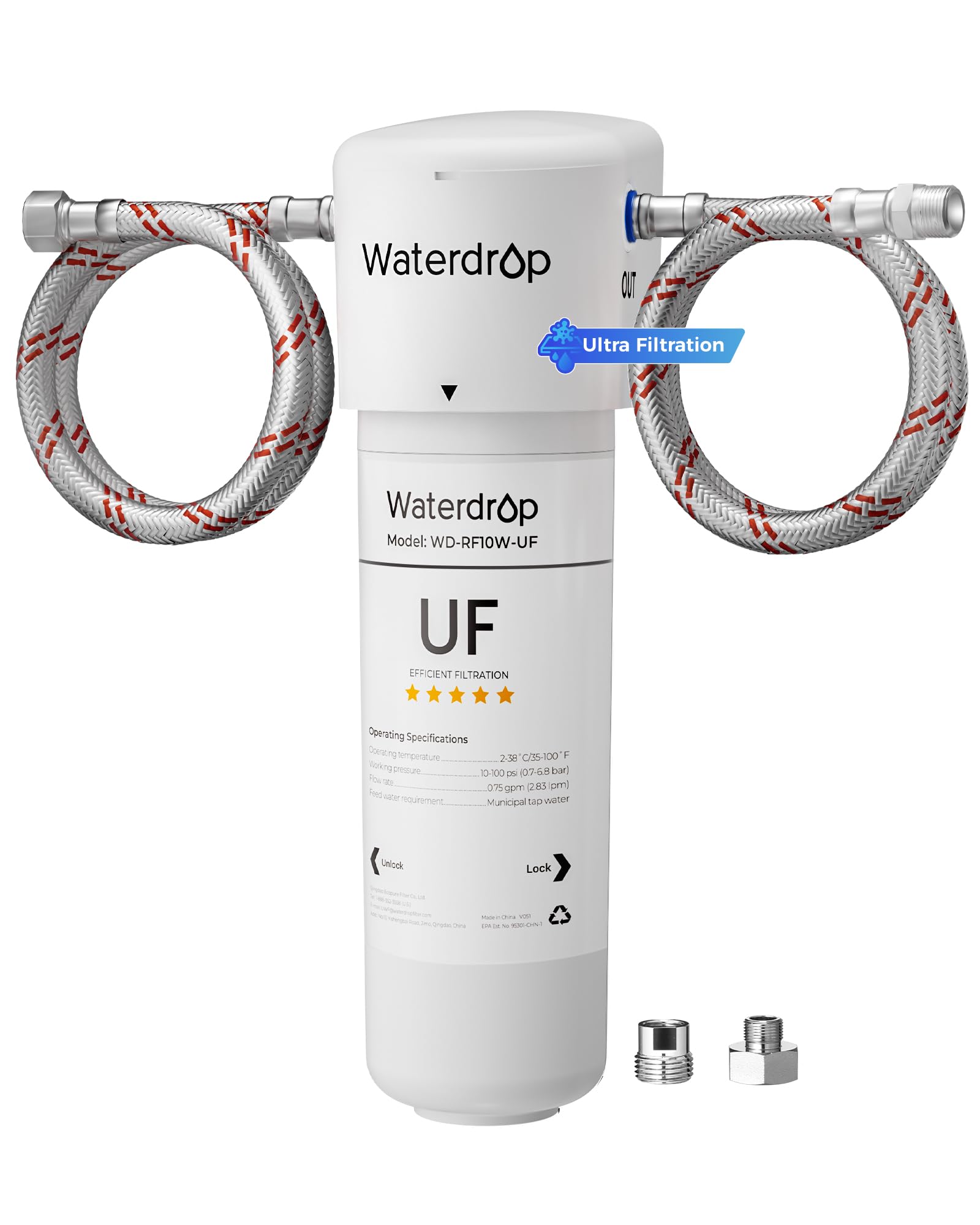 Waterdrop 10UAW-UF 0.01 μm Ultra Filtration Under Sink Water Filter System | Reduces Lead, Chlorine, Bad Taste & Odor, Connects Directly to Your Faucet, 1 Year
