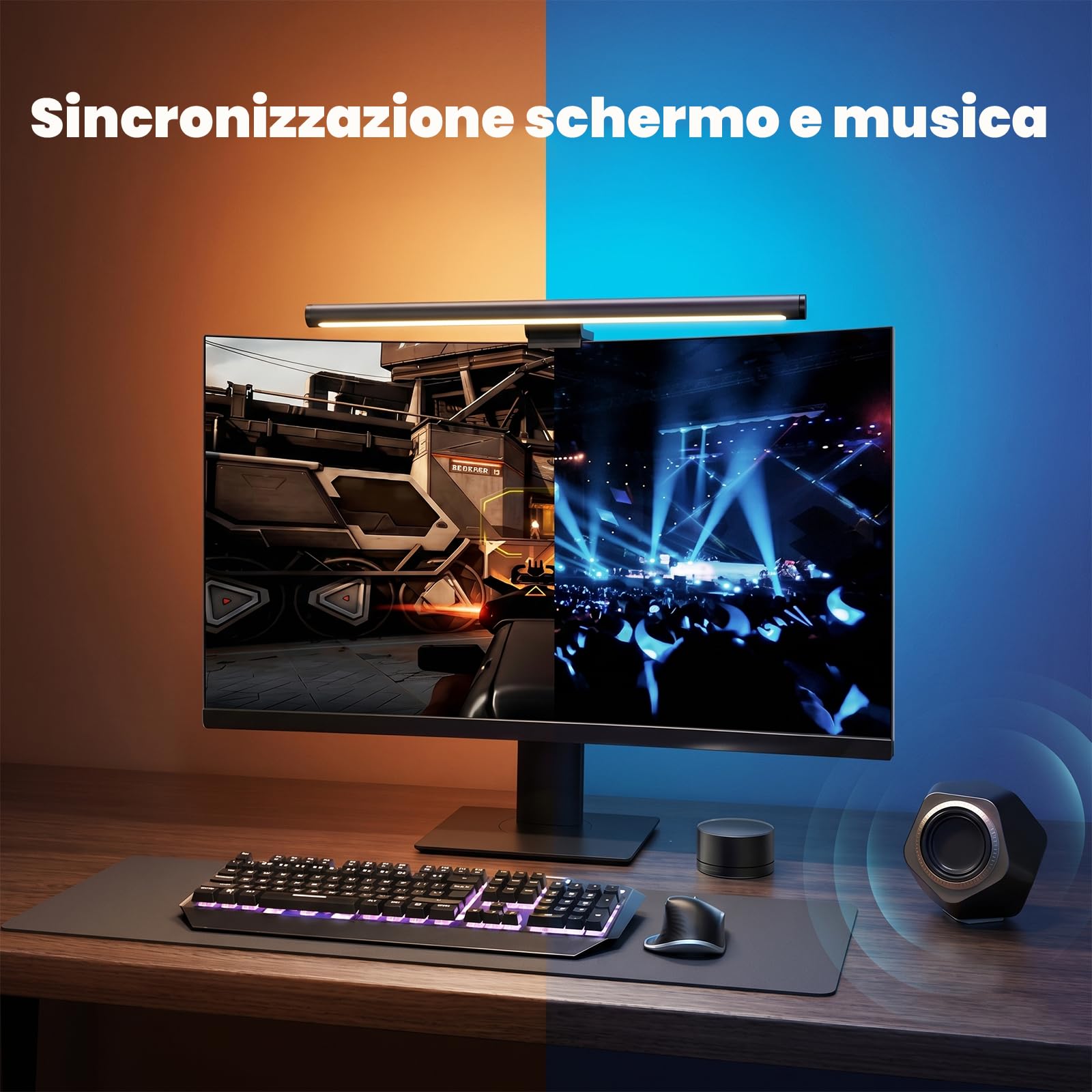 Yeelight Monitor Light Bar 48cm RGB con Matter, Lampada Monitor Smart Sync Musica, 350LM Antiriflesso, Lampada da Monitor Dimmerabile, USB Luce Monitor PC per Home Office e Gaming