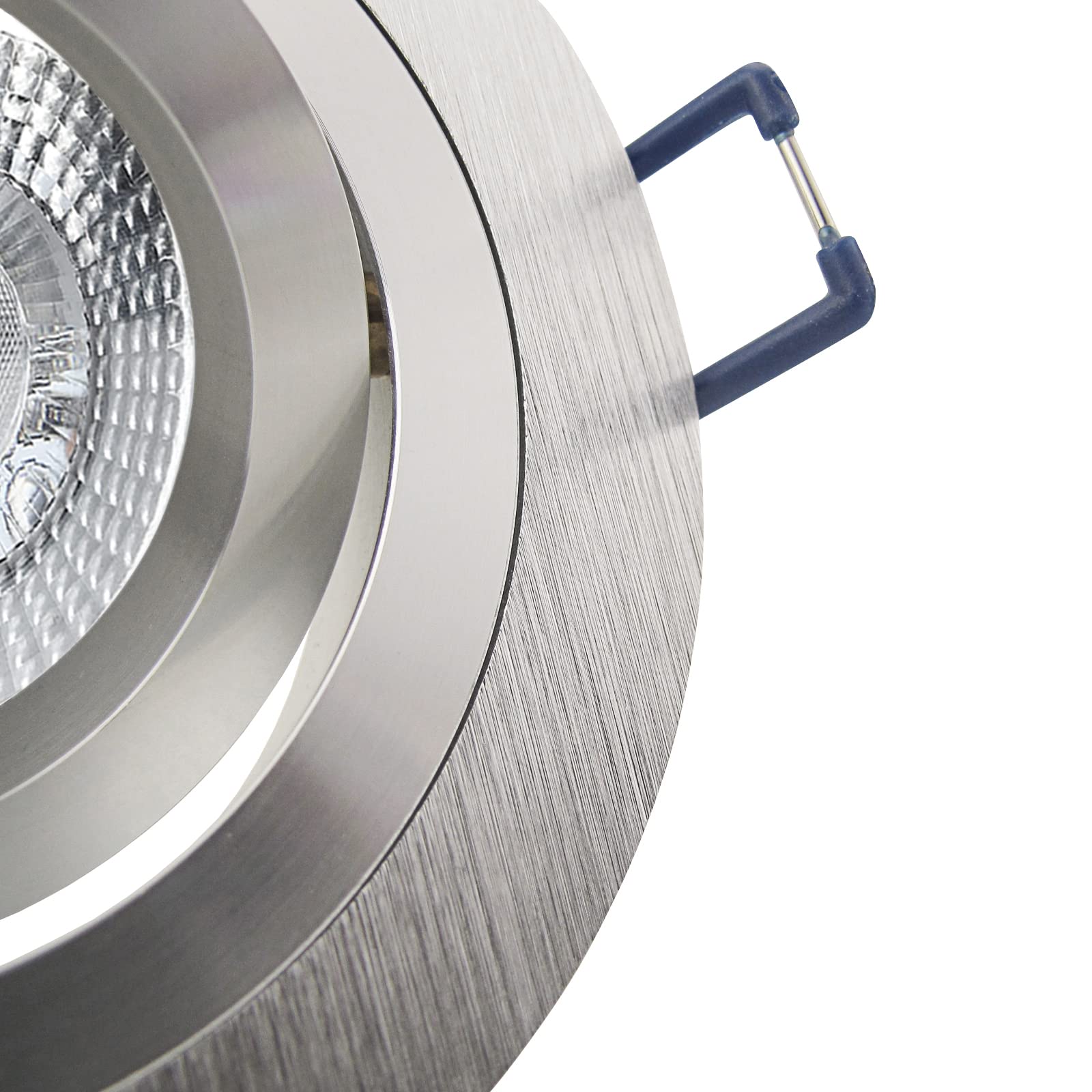 trendlights24 Noble LED Decken Einbaustrahler Alu Silber 7W dimmbar 3er Set | Einbauleuchte, rund, LED Spots, GU10, 50° Abstrahlwinkel, Warmweiß, 3000K, Spot, austauschbar, Deckenspots, schwenkbar