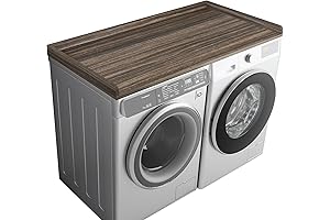 Kaboon Washer Dyer Wood Cover In Eucalyptus/Dark Walnut Grain, 27.5"d x 54"w Laundry Room Organization