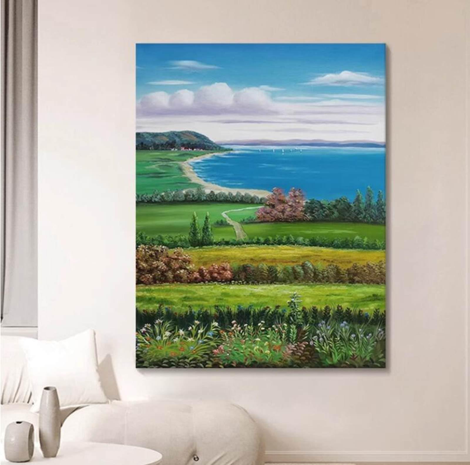 Peinture à l'huile peinte à la main pour une ambiance de salon sereine