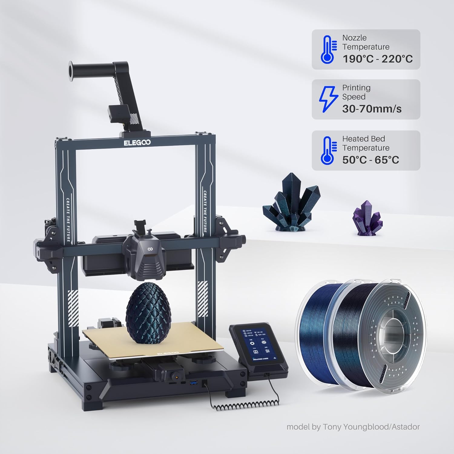 PLA Filament Galaxy Peacock Blue 1KG & PLA Filament Galaxy Black 1KG