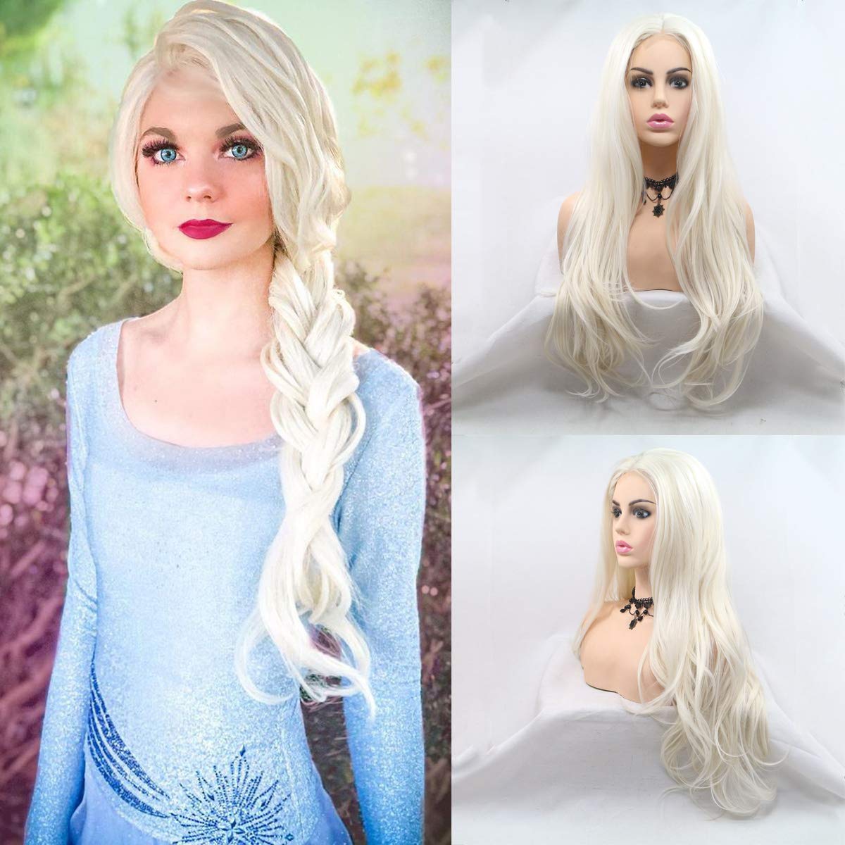 Xweya Long Slver Blonde 13 * 4 Lace Front Wgs Lght Platnum Slver Synthetc Lace Front Wg - View #9