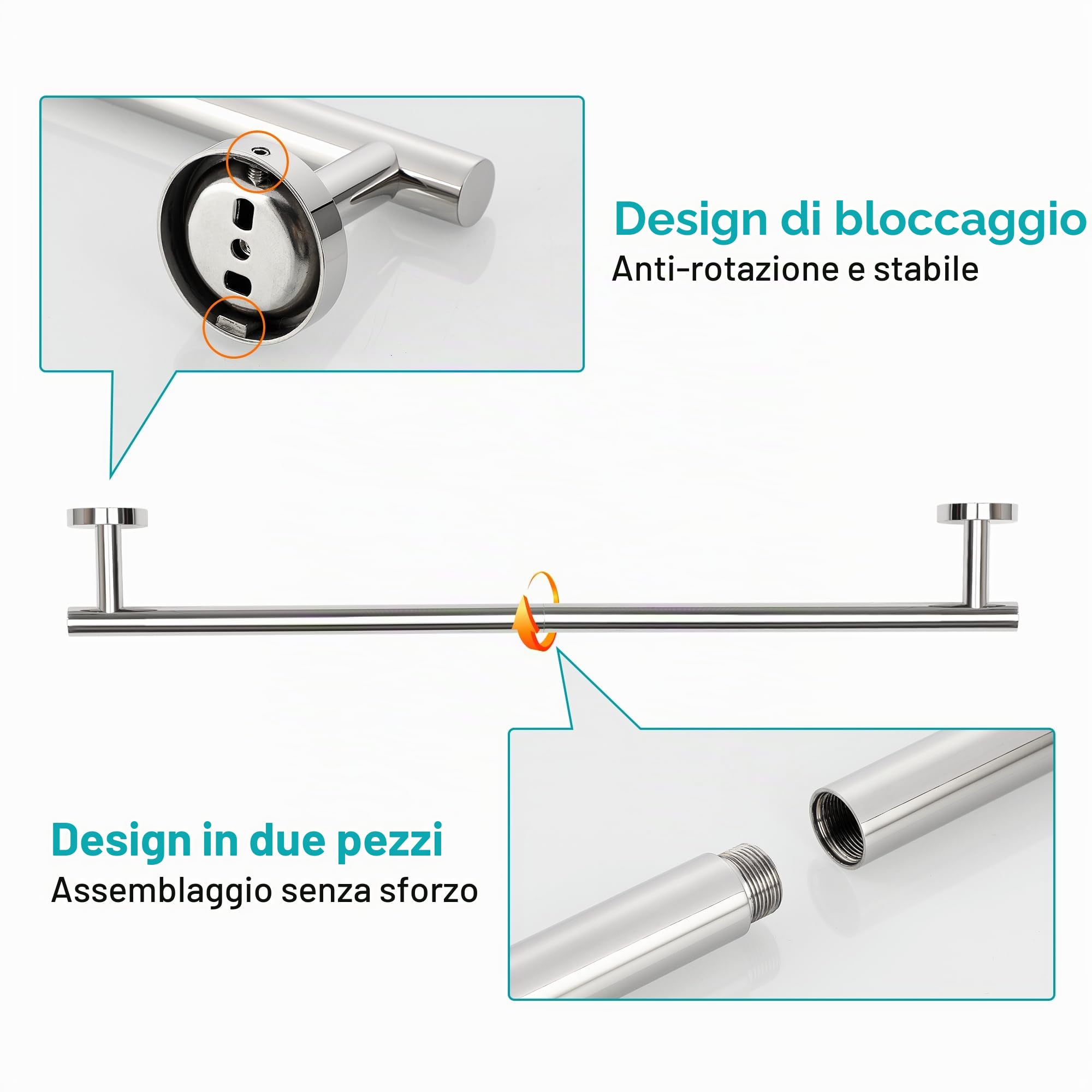 SAYAYO Portasciugamani Bagno 60 CM Porta Asciugamani Bidet Cromo Lucido Porta Asciugamano Porta Asciugamani per Cucina, Acciaio Inossidabile SUS304